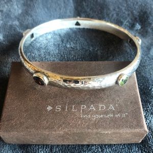 Silpada Hammered Gemstone Skinny Bangle Bracelet B1698